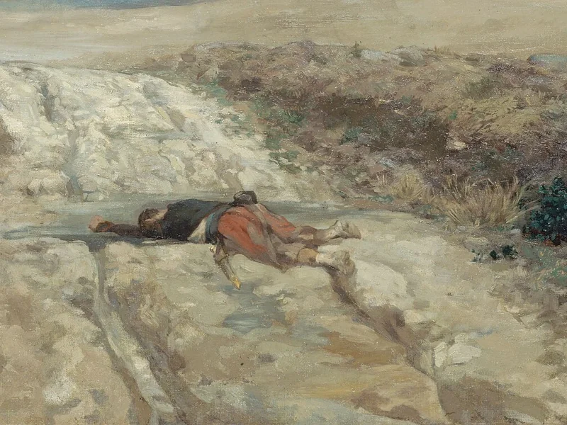 1837-Guillaume Urban Régamey - Scena della guerra del 1870, soldato morto su un campo di battaglia